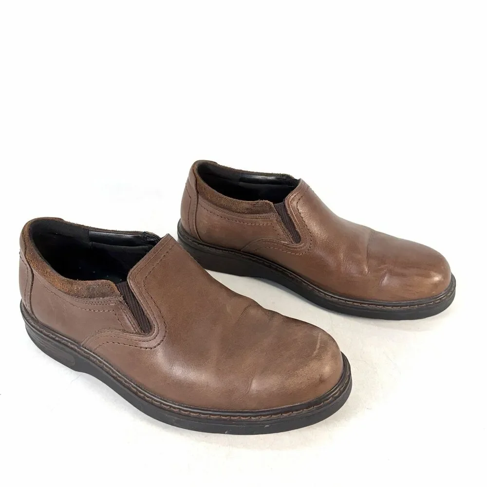 SAS Step Made In USA Mens 9 M Mahogany Brown Leather Loafers Casual Shoes